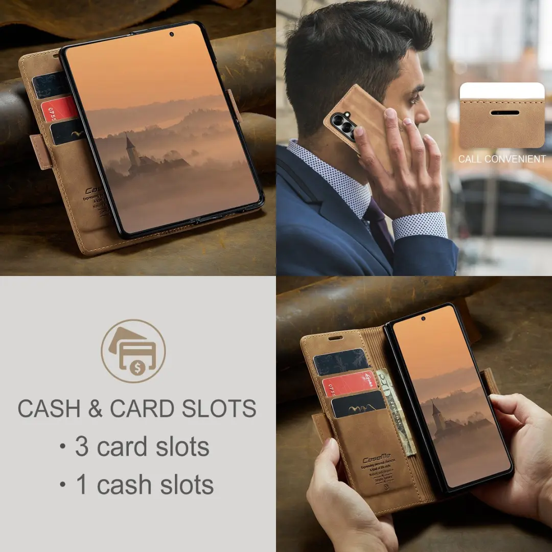 Caseme Bookcase Hoes Samsung Galaxy Z Fold 7 - Bruin - 2 Stuks