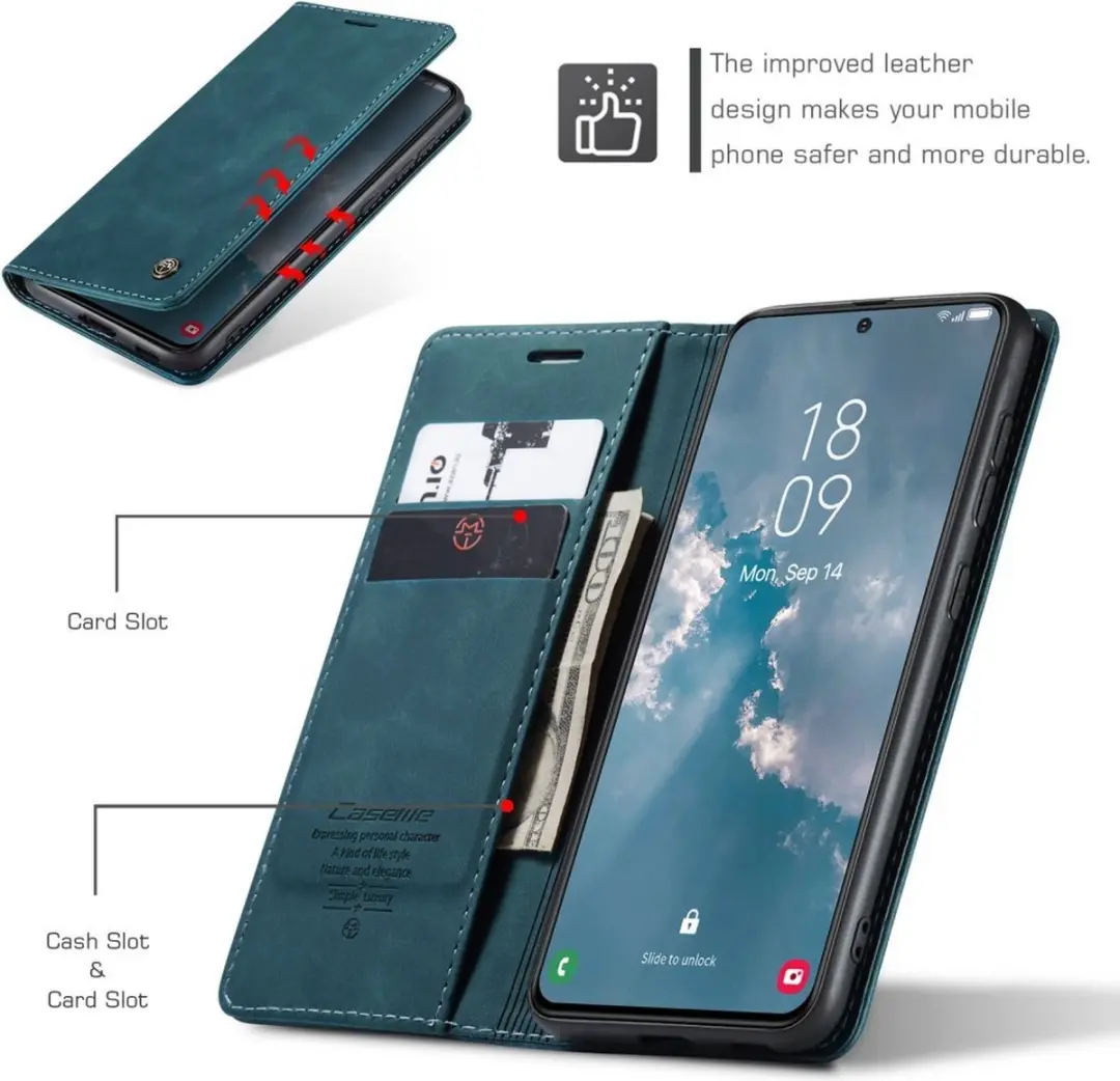 Caseme 013 Book Case Hoesje Samsung Galaxy S23 - Blauw