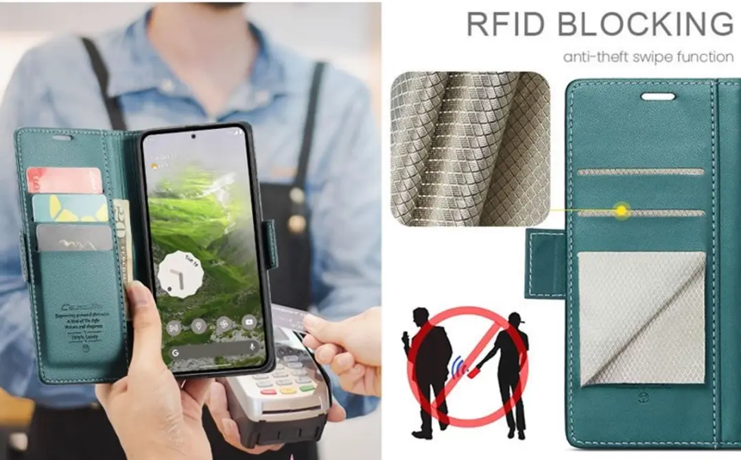 CaseMe Wallet Case Groen voor Google Pixel 9/10 - RFID & Magneetsluiting - 3 Pasjes - afbeelding 6 van 6
