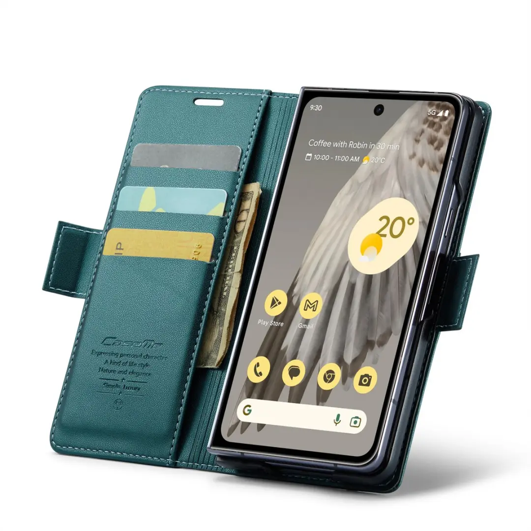 CaseMe Wallet Case Groen voor Google Pixel 9/10 - RFID & Magneetsluiting - 3 Pasjes