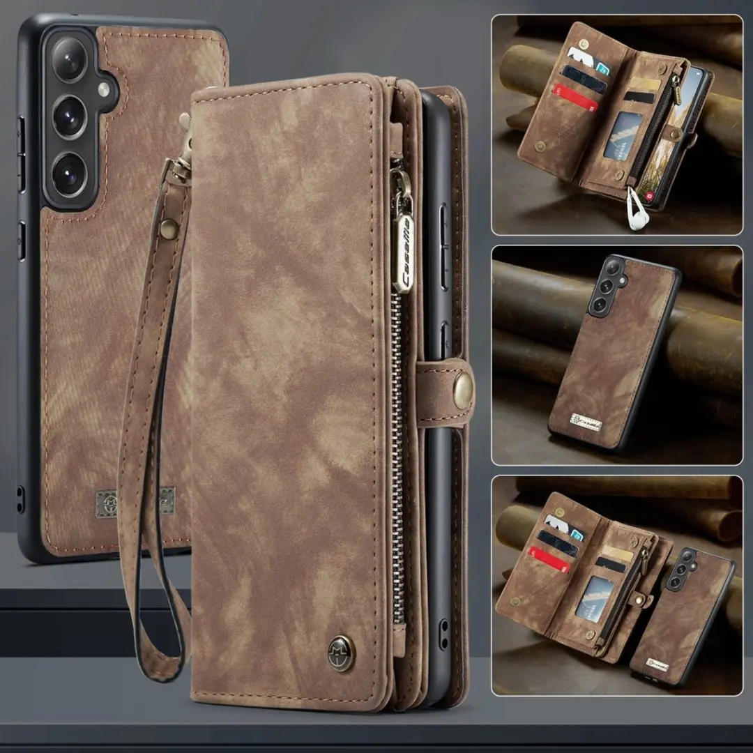 Caseme 008 Hoesje Samsung Galaxy S25 - 2-in-1 Book Case - 8 Pasjes - Bruin