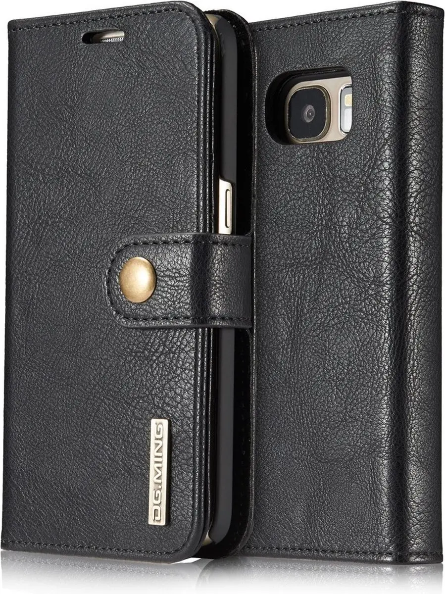 DG.MING Hoesje Samsung Galaxy S7 - Book Case & Back Cover - 3 Pasjes - Zwart