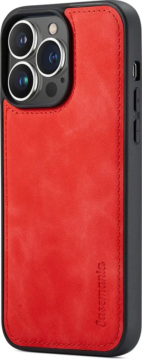 Caseme iPhone 15 Pro Bookcase Hoesje - Effen Rood - 4 Pasjes