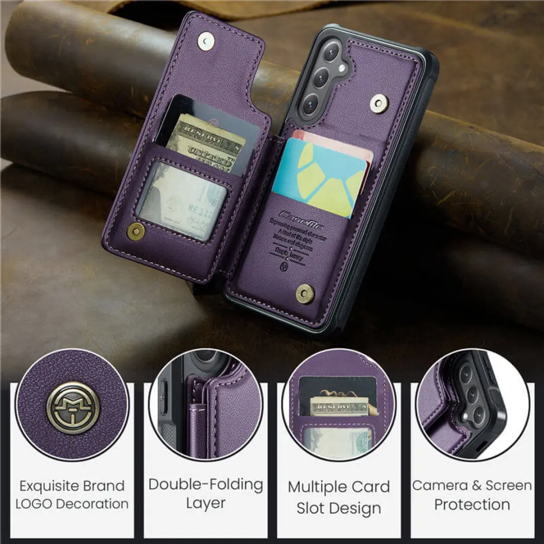 Caseme Portemonnee Backcover Galaxy S25 FE - Anti-RFID - 4 Pasjes - Paars - afbeelding 6 van 6