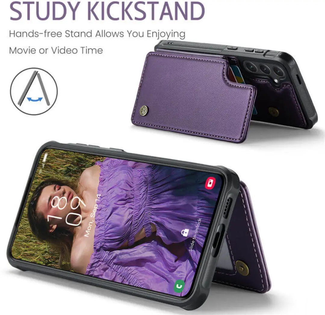 Caseme Portemonnee Backcover Galaxy S25 FE - Anti-RFID - 4 Pasjes - Paars