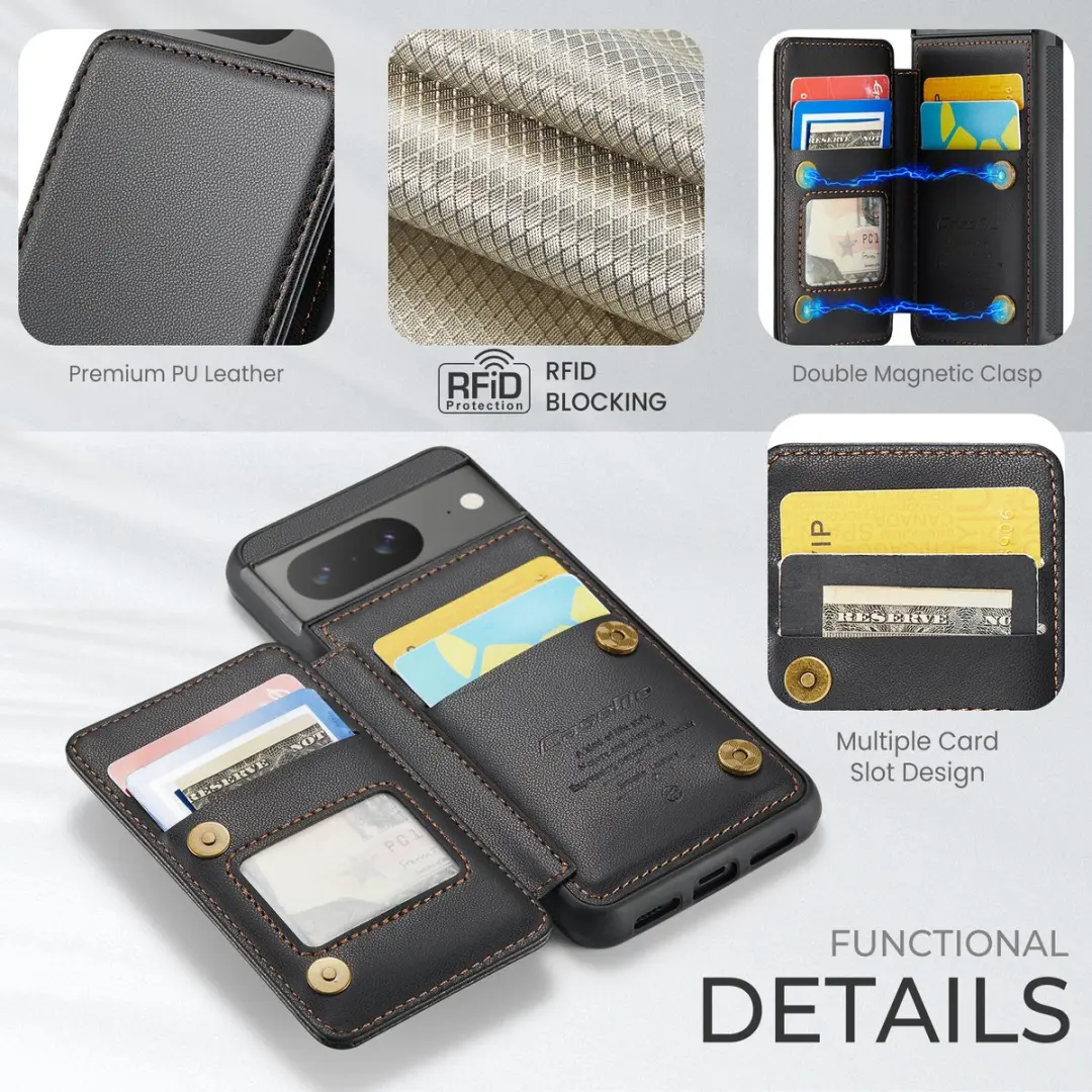 Caseme Portemonnee Backcover Pixel 8 - Anti-RFID - 4 Pasjes - Zwart
