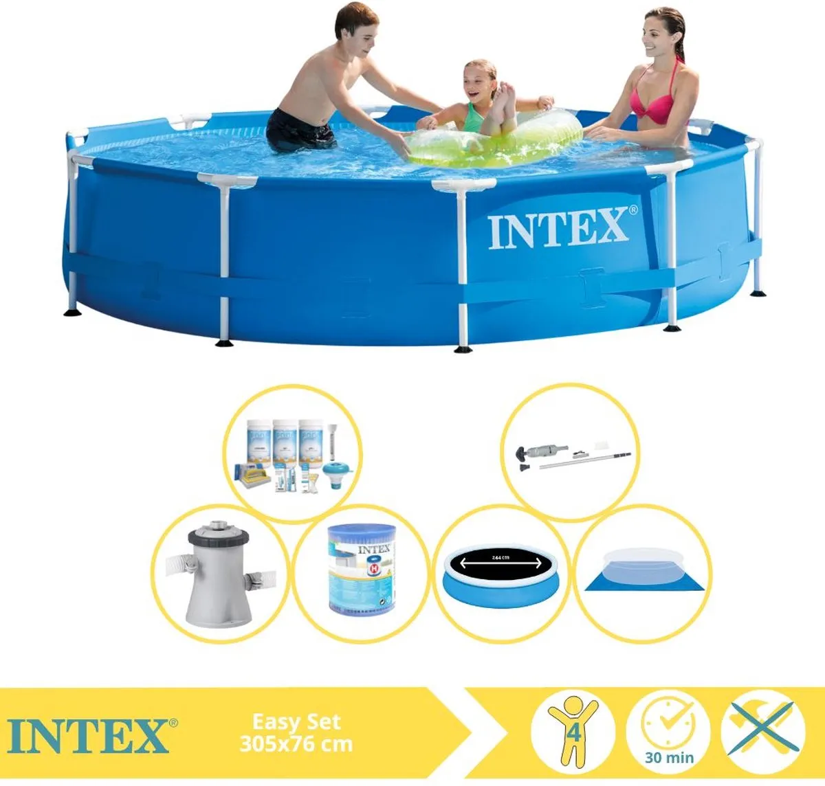 Intex Metal Frame Zwembad 305x76cm - 4485L - Blauw - MPN 28206NP - afbeelding 3 van 6