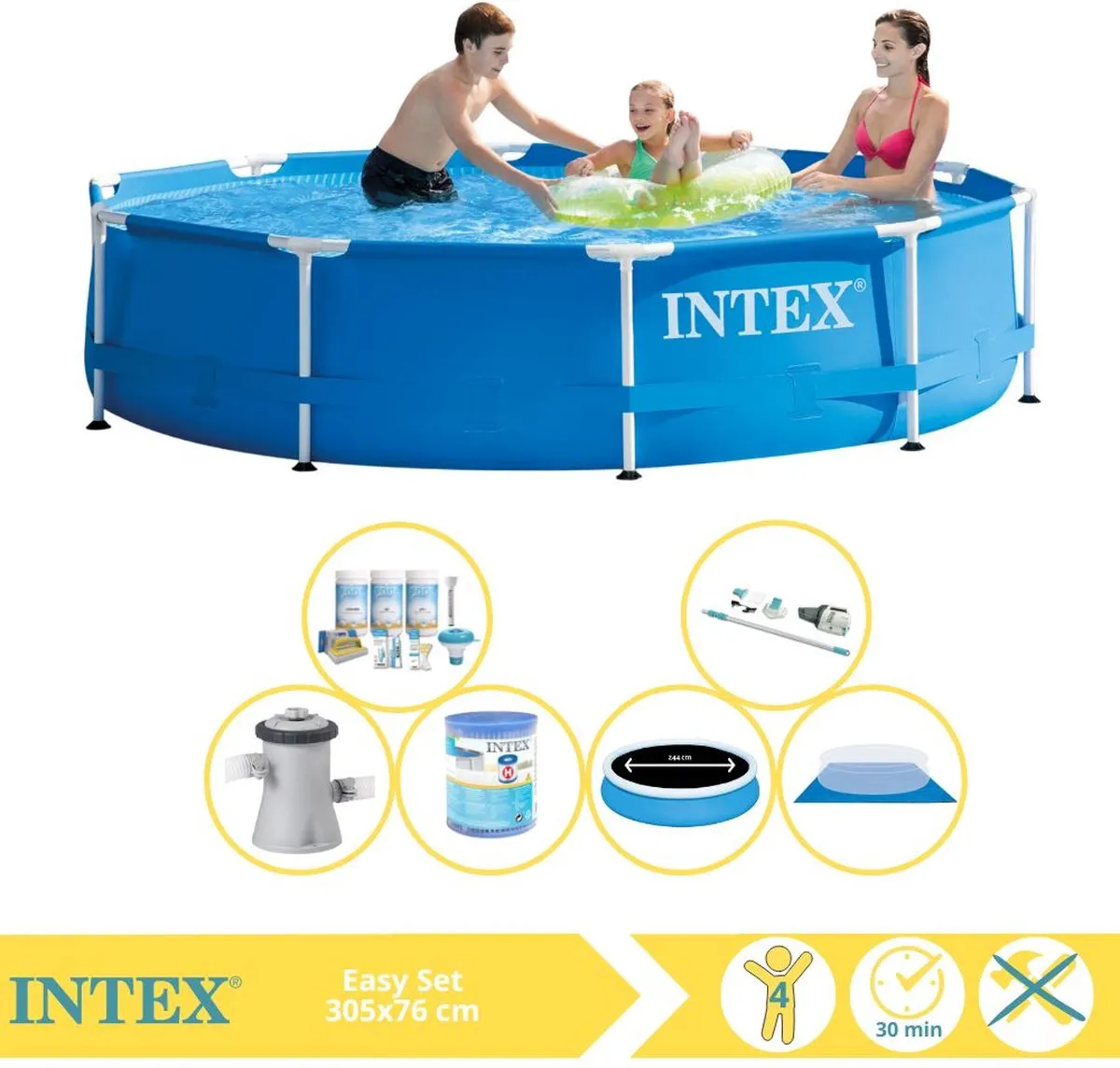 Intex Metal Frame Zwembad 305x76cm - 4485L - Blauw - MPN 28206NP - afbeelding 2 van 6