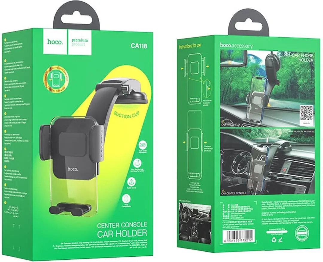 Hoco CA118 Universele Telefoonhouder Auto - 7 Inch - Zwart