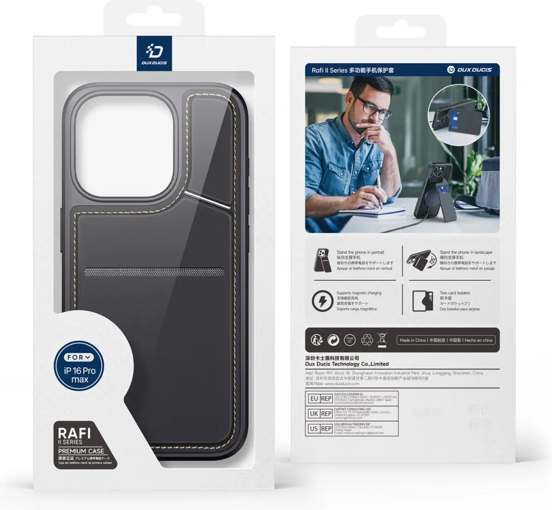 Dux Ducis Rafi Series Hoesje iPhone 16 Pro Max - Zwart
