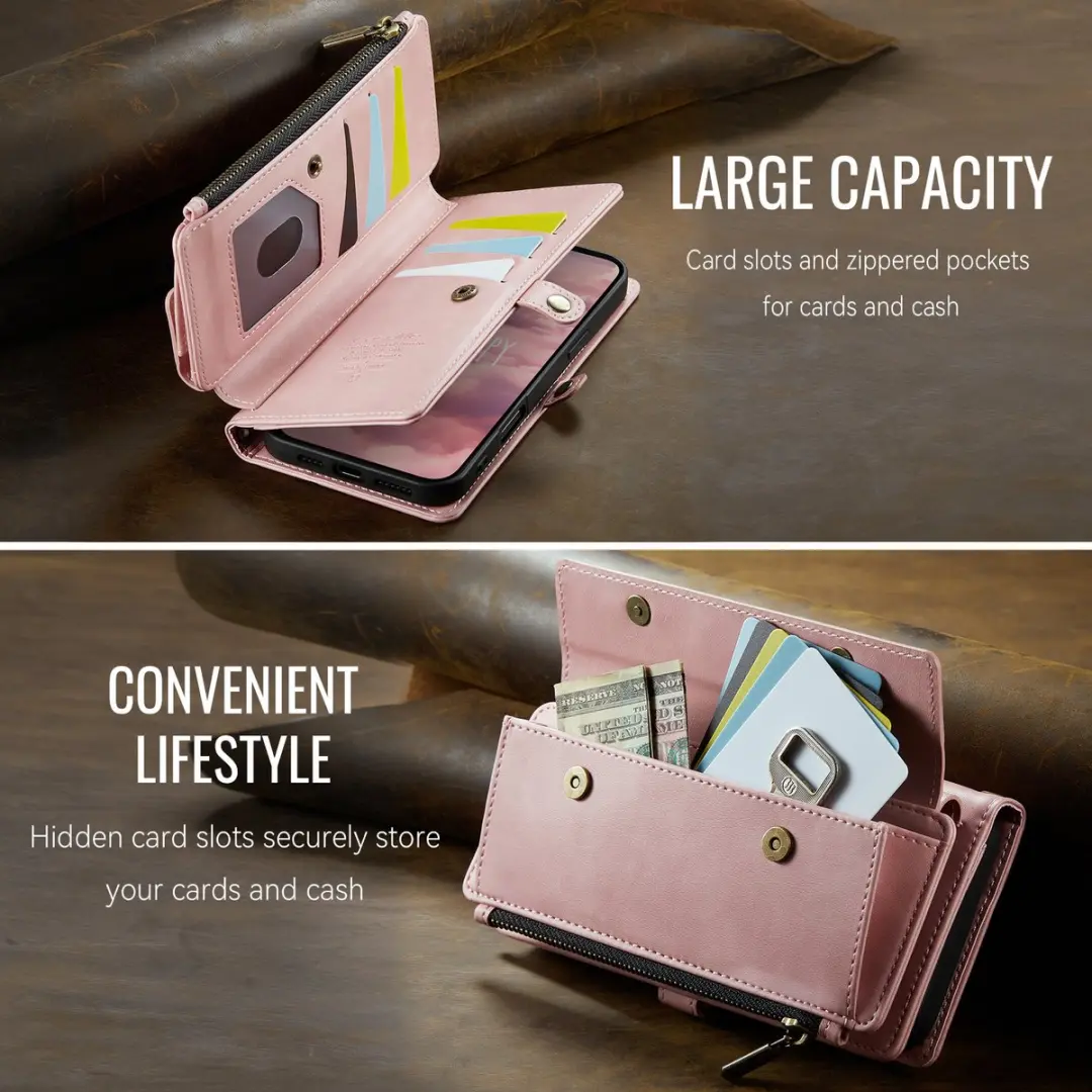 Caseme iPhone 17 Pro Max Hoesje Portemonnee - Lichtroze - 9 Pasjes