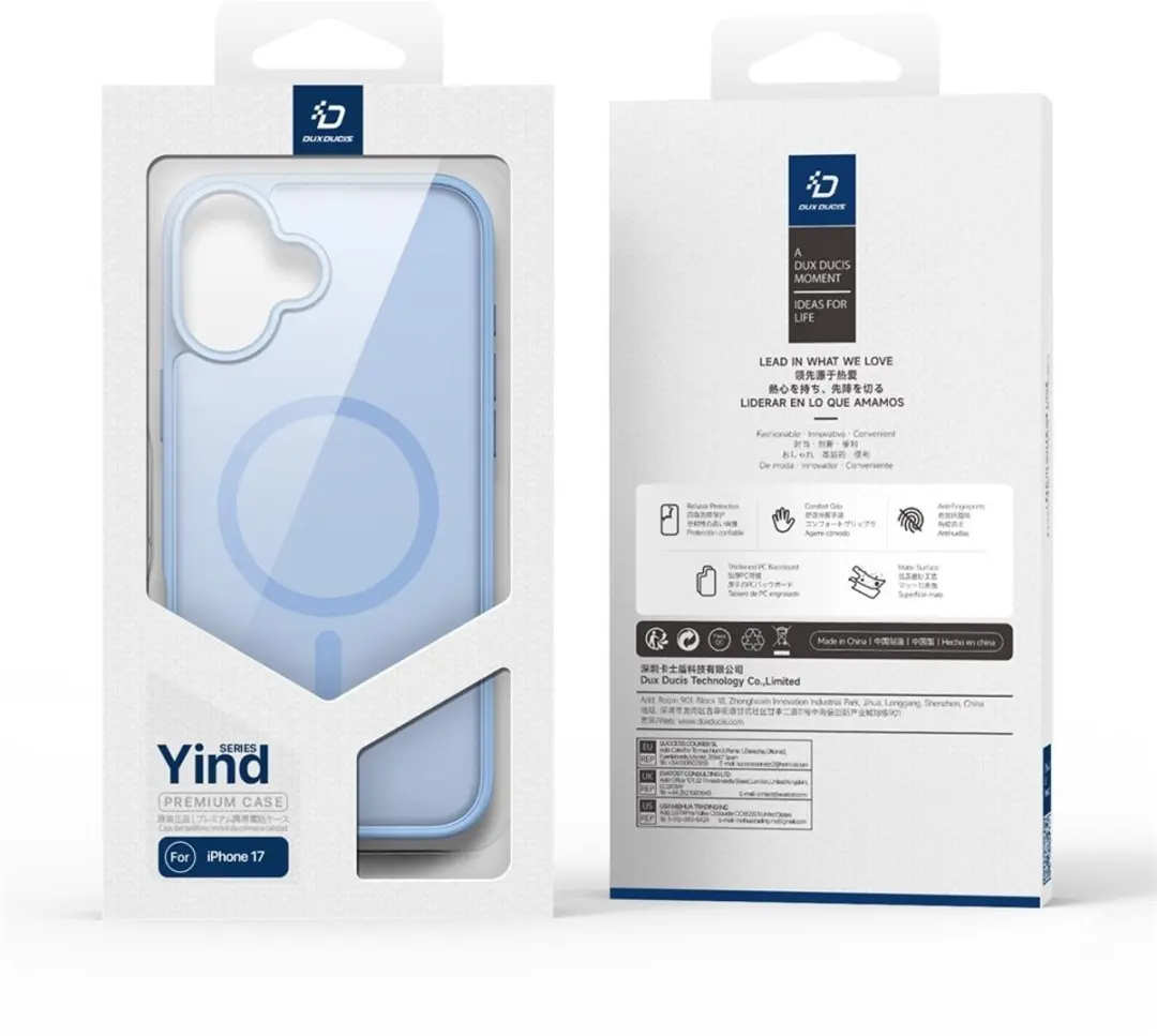 Dux Ducis Yind Series Hoesje iPhone 17 - Mat Transparant - Blauw - MagSafe
