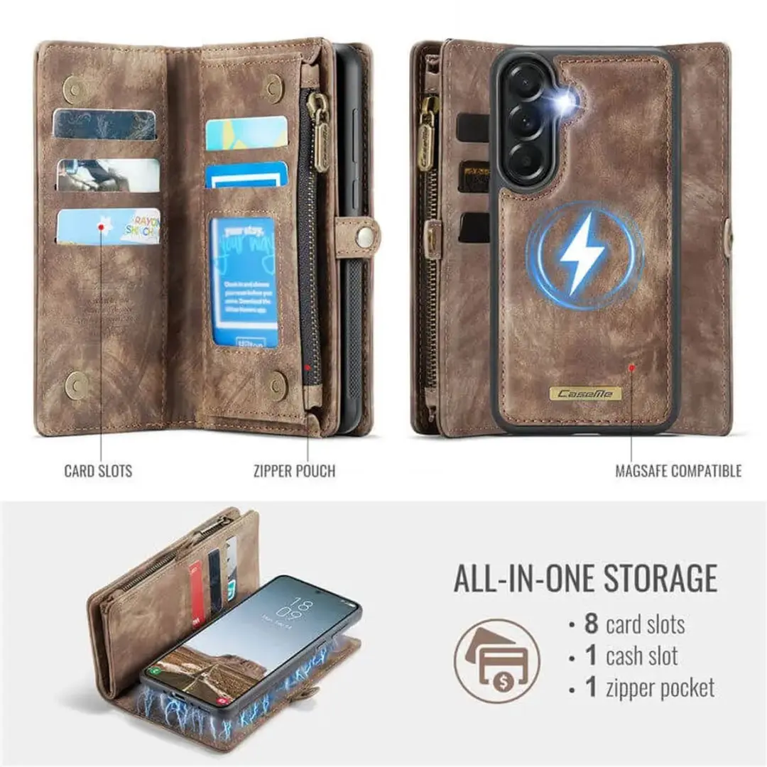 Caseme 008 Book Case Back Cover Samsung Galaxy A37 - 2-in-1 Bruin