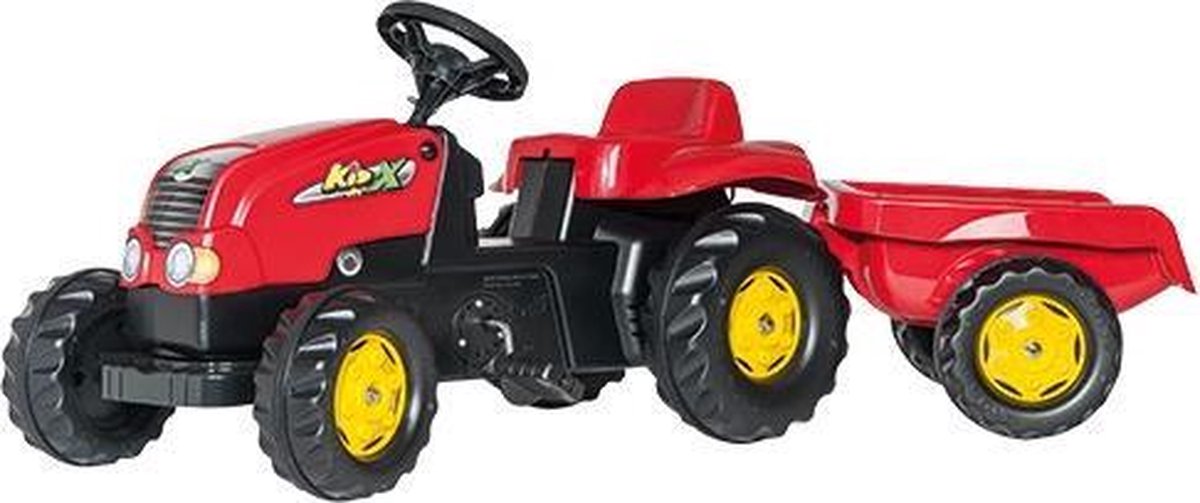 Rolly Toys rollyKid Rood - Traptractor met Aanhanger