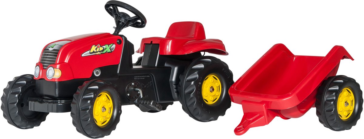 Rolly Toys rollyKid Rood - Traptractor met Aanhanger