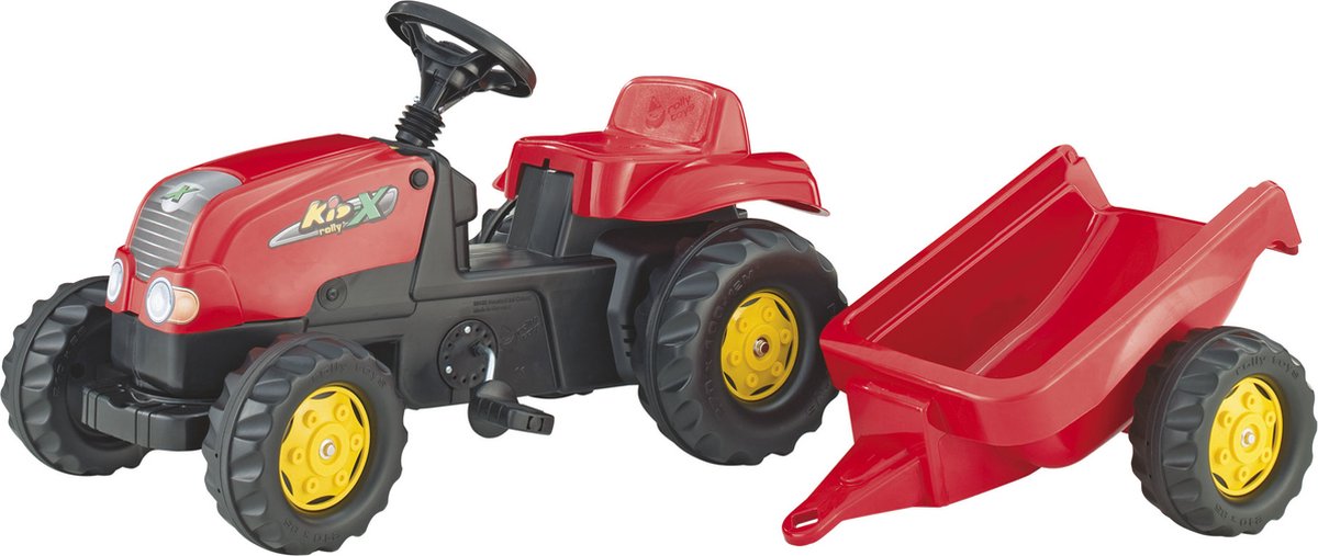 Rolly Toys rollyKid Rood - Traptractor met Aanhanger