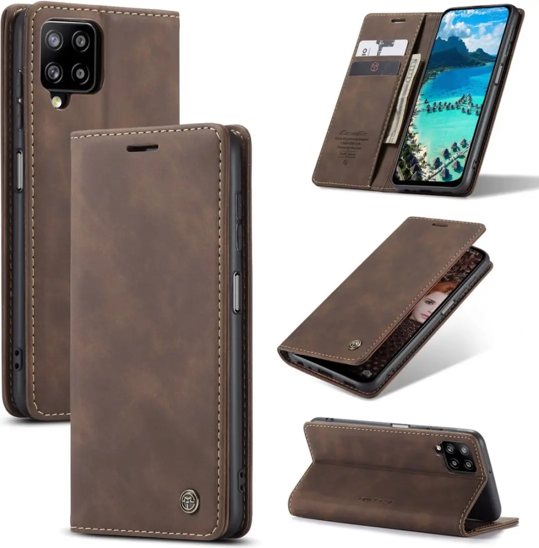 Caseme 013 Book Case Hoesje Samsung Galaxy A12 - Donkerbruin