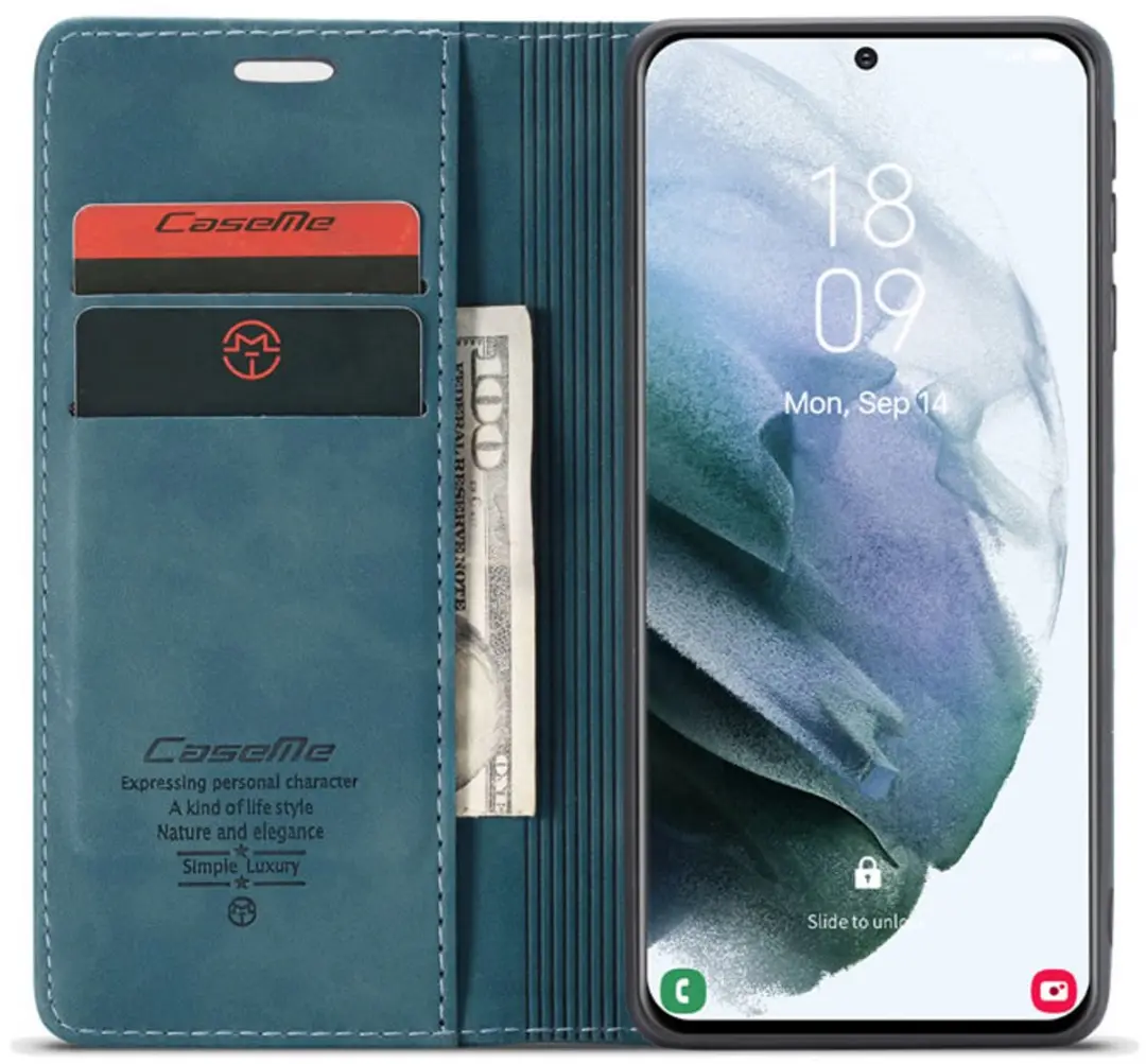 CaseMe Galaxy S21 Plus Wallet Book Hoesje G996-13 - Donkerblauw