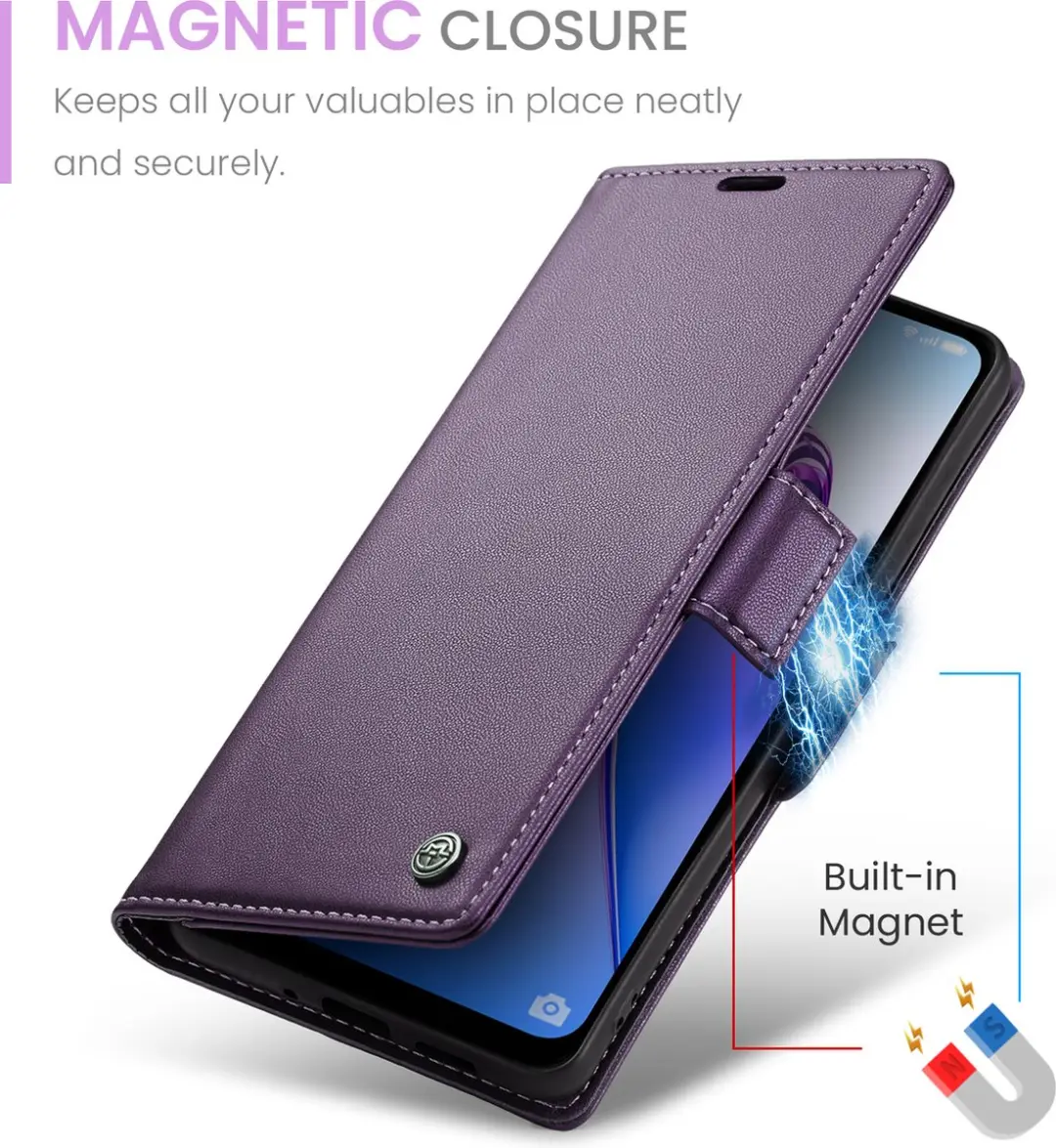 CaseMe Wallet Case OPPO A96 - RFID & Magneetsluiting - 3 Pasjes - Paars
