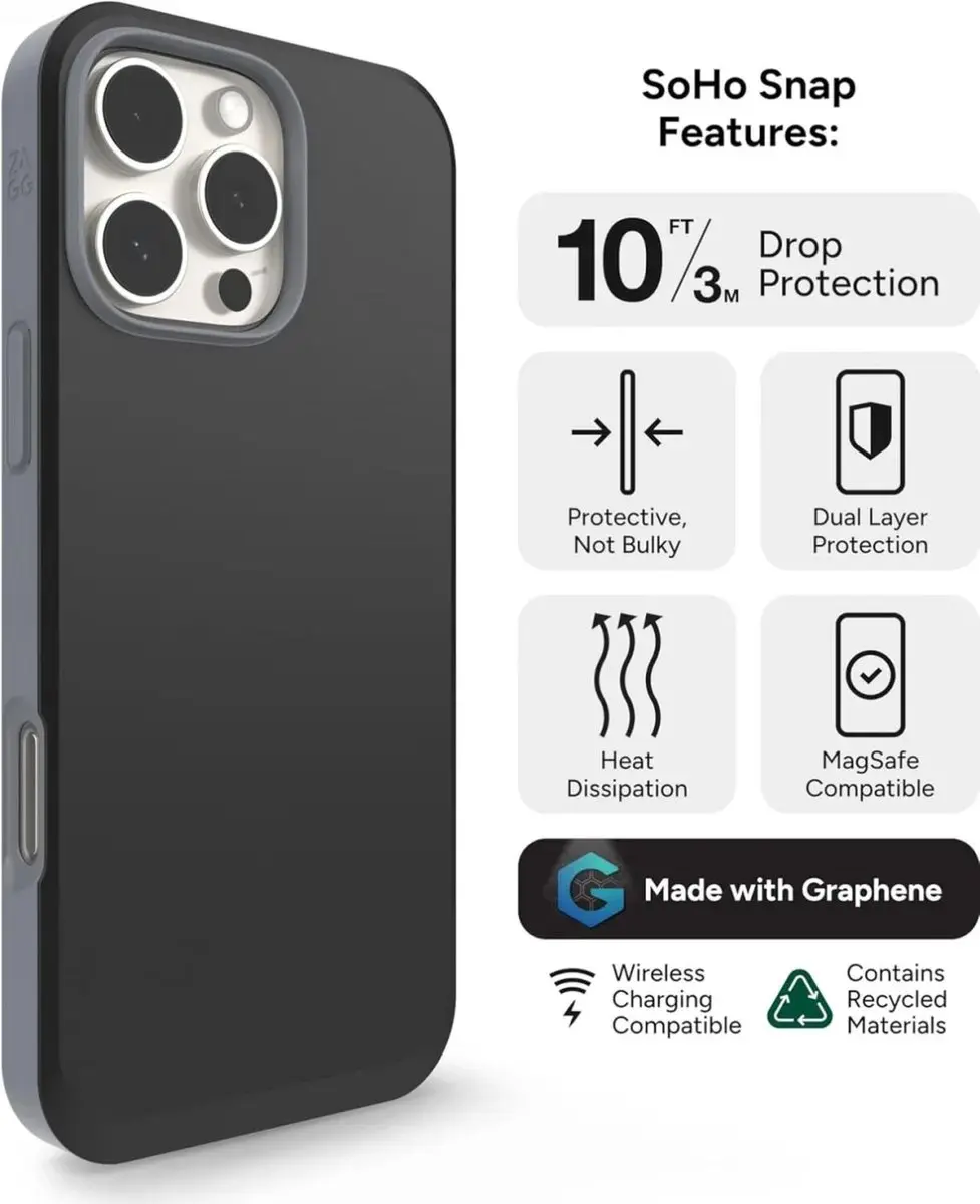 ZAGG SoHo Snap Mag iPhone 16 Pro Max Hoesje - 702315225 - Zwart