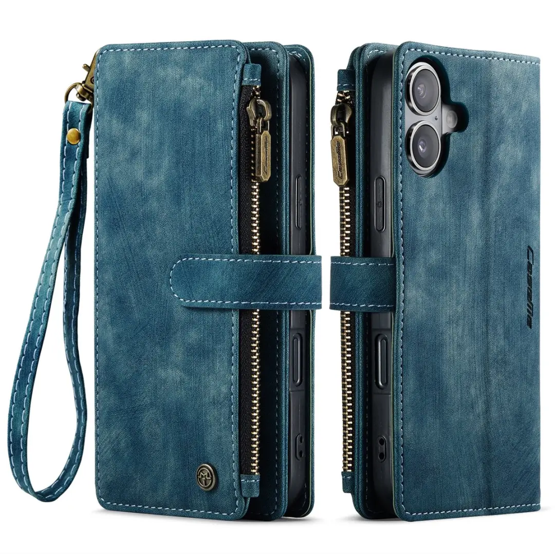 CaseMe C30 Book Case Hoesje iPhone 17 - Blauw - 10 Pasjes