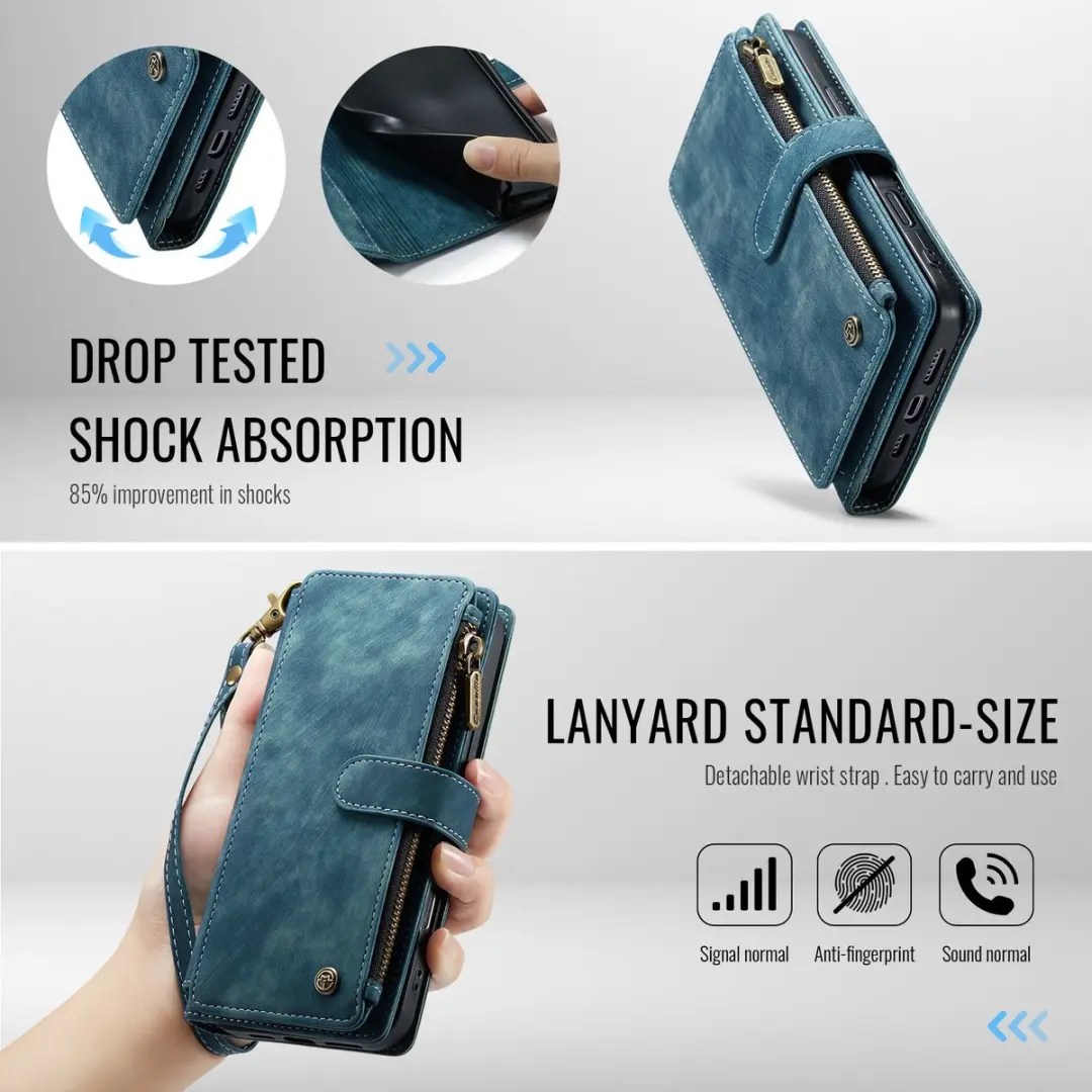 CaseMe C30 Book Case Hoesje iPhone 17 - Blauw - 10 Pasjes
