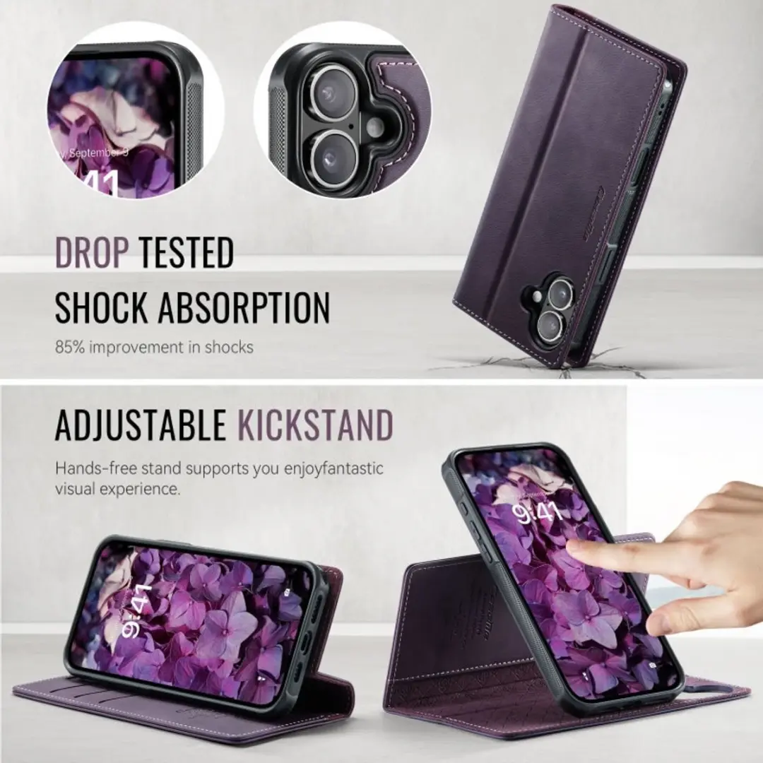 Caseme iPhone 16 Portemonneehoes - MagSafe Paars