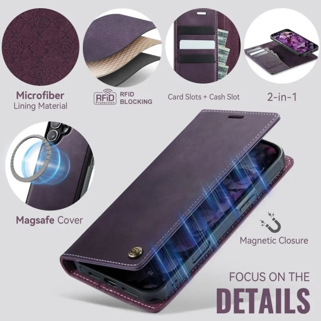 Caseme iPhone 16 Portemonneehoes - MagSafe Paars - afbeelding 6 van 6