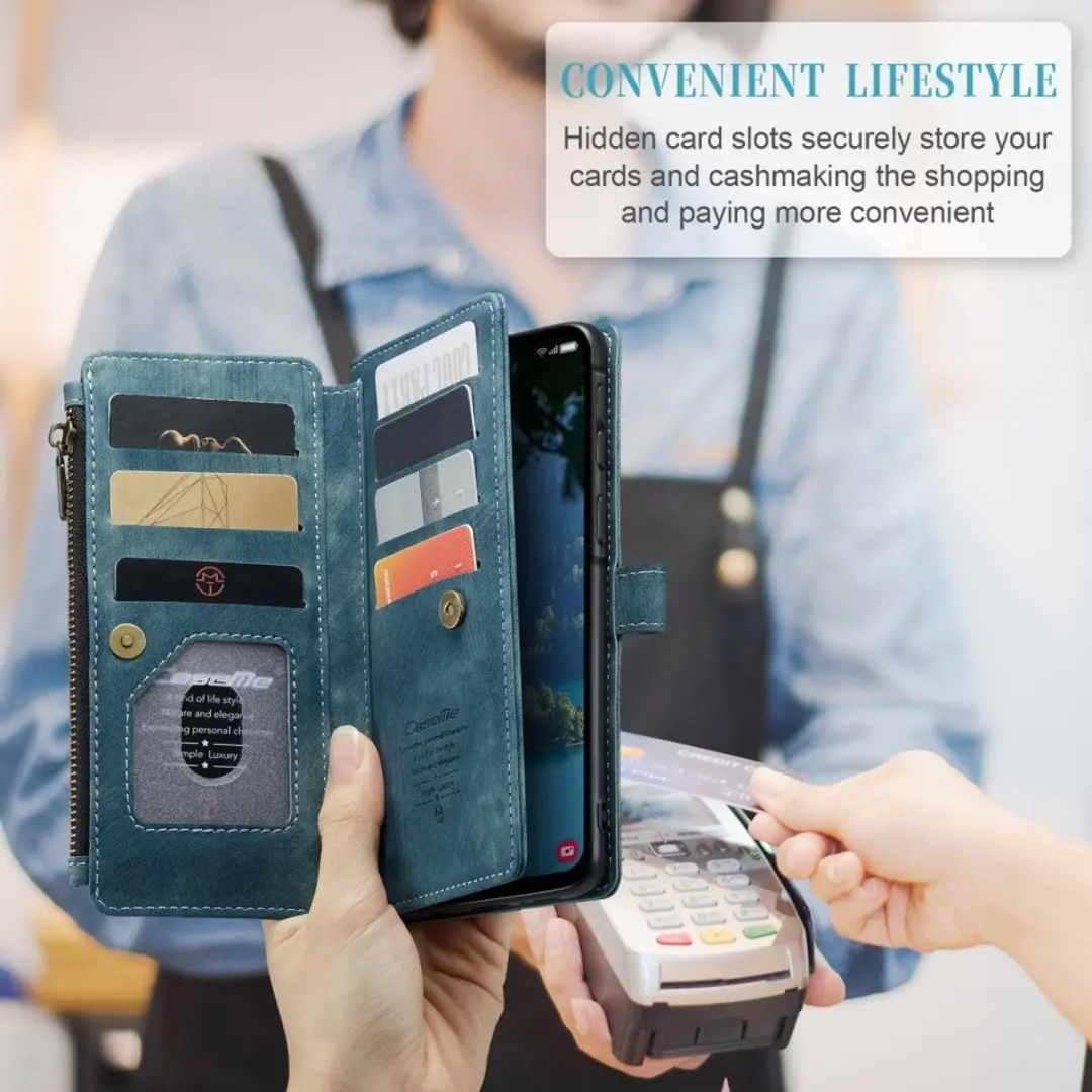 Caseme C30 Book Case Hoesje Samsung Galaxy A56 - Blauw - 10 Pasjes - afbeelding 6 van 6