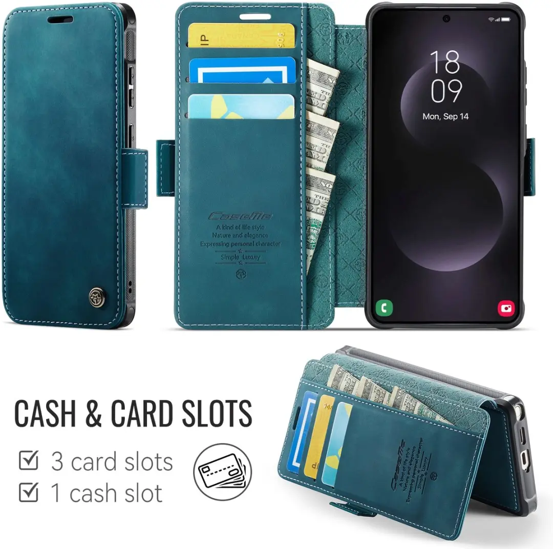 Caseme Hoesje Samsung Galaxy S22 Ultra MagSafe Blauw - 3 Pasjes