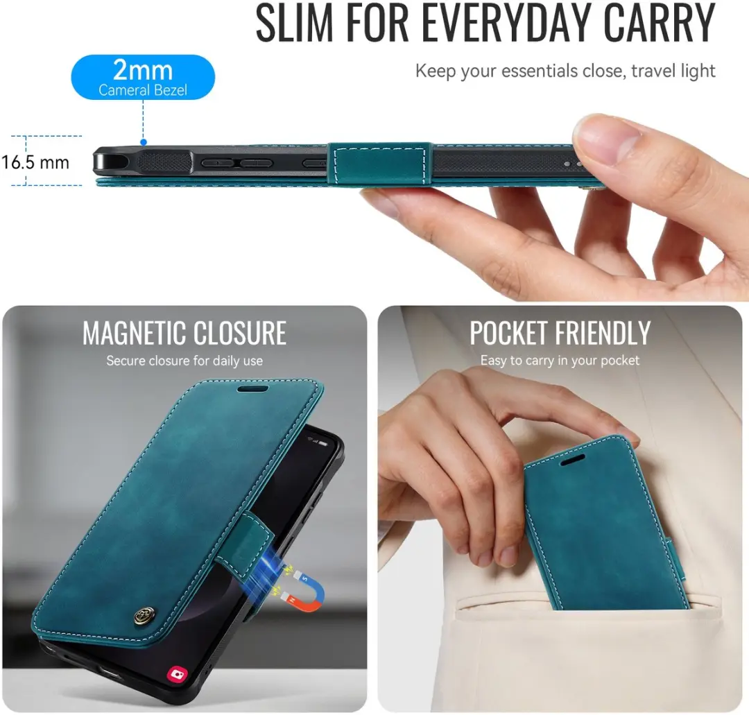 Caseme Hoesje Samsung Galaxy S22 Ultra MagSafe Blauw - 3 Pasjes