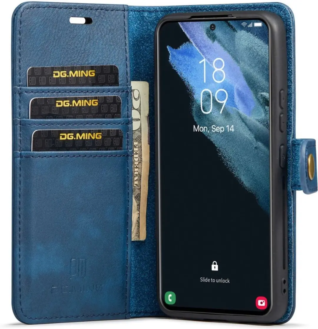 DG.MING Hoesje Samsung Galaxy S23 - Blauw - 3 Pasjes