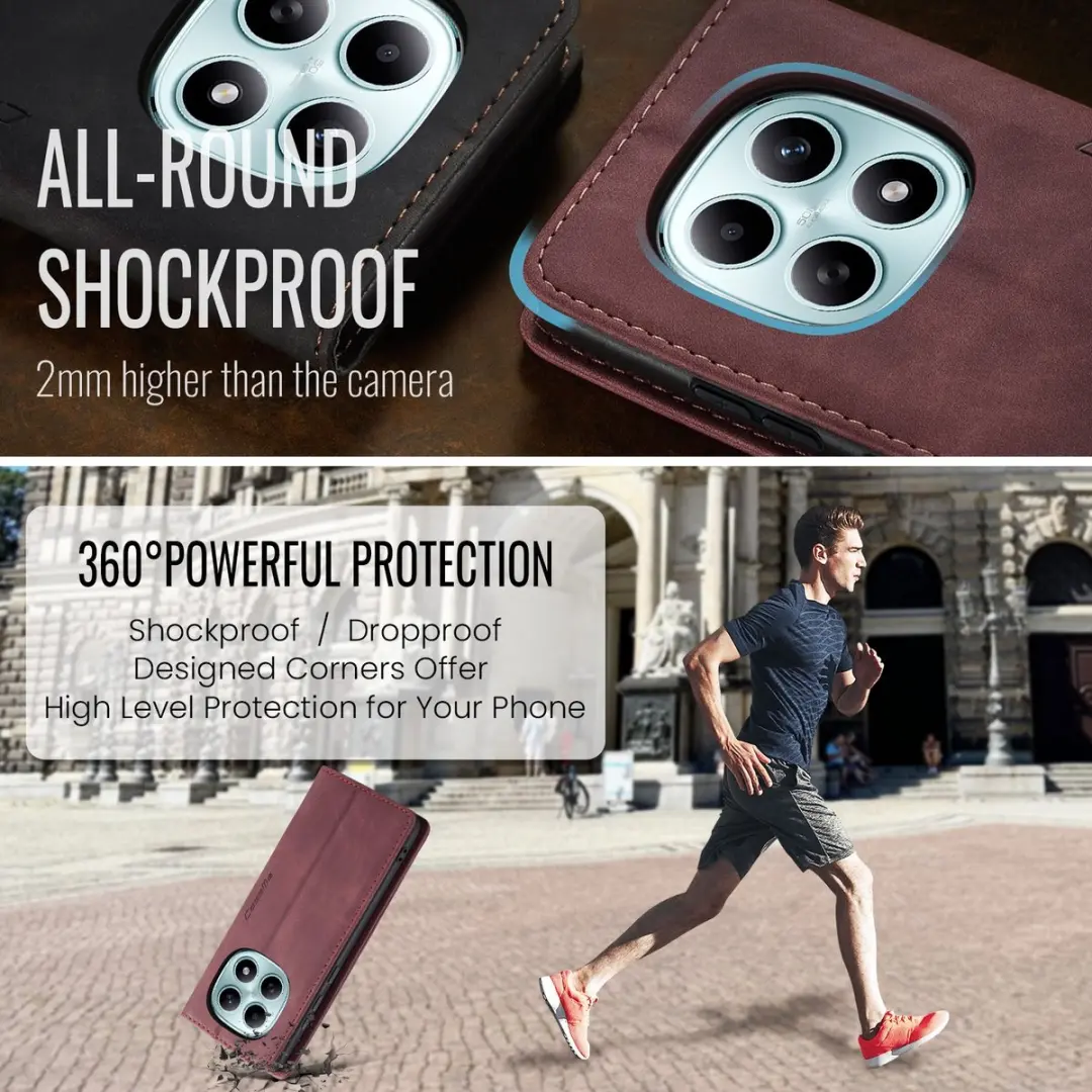 Caseme 013 Book Case Hoesje - Xiaomi Redmi Note 15/Poco M8 - 2 Pasjes - Bordeaux