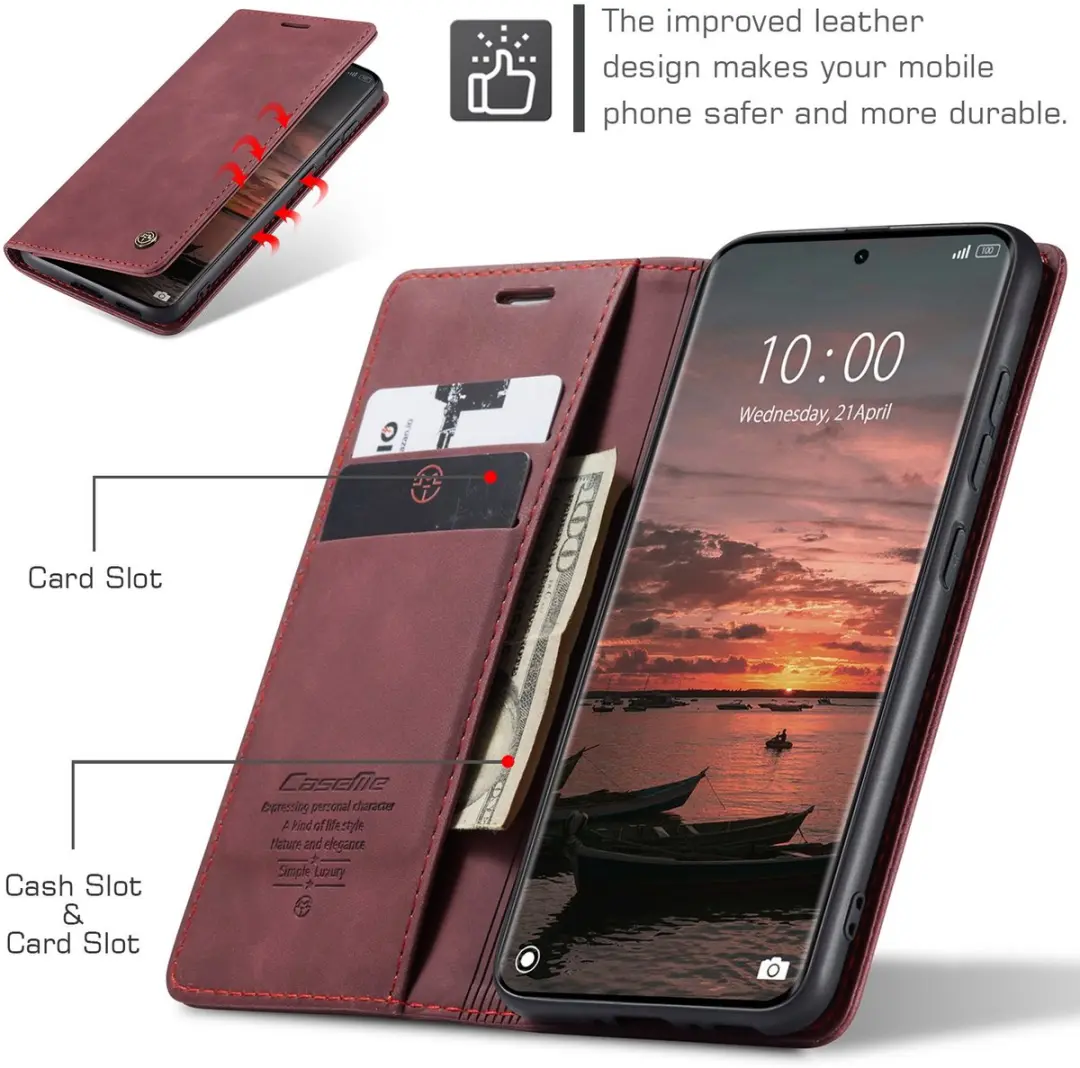 Caseme 013 Book Case Hoesje - Xiaomi Redmi Note 15/Poco M8 - 2 Pasjes - Bordeaux