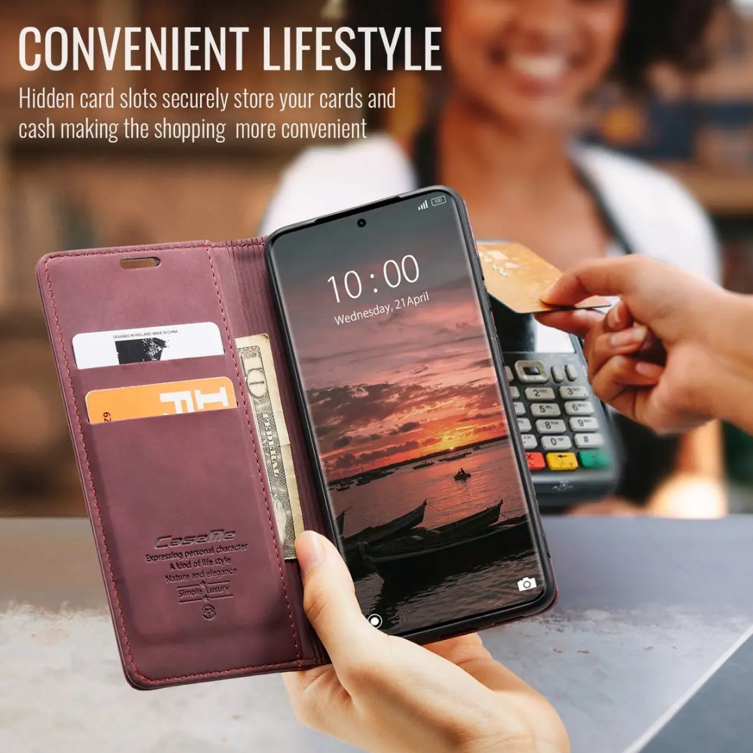 Caseme 013 Book Case Hoesje - Xiaomi Redmi Note 15/Poco M8 - 2 Pasjes - Bordeaux