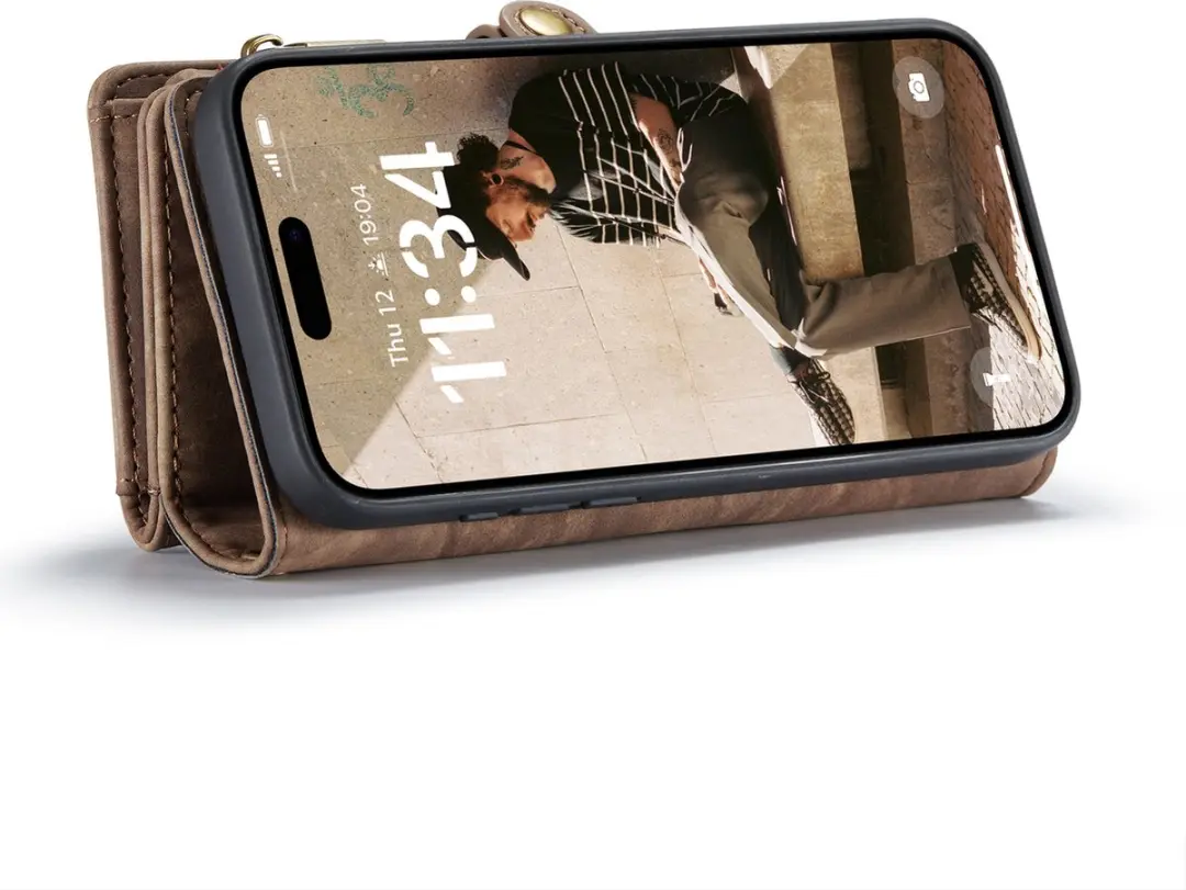 Caseme iPhone 16 Pro Max Telefoonhoesje 2-in-1 Book Case - Bruin