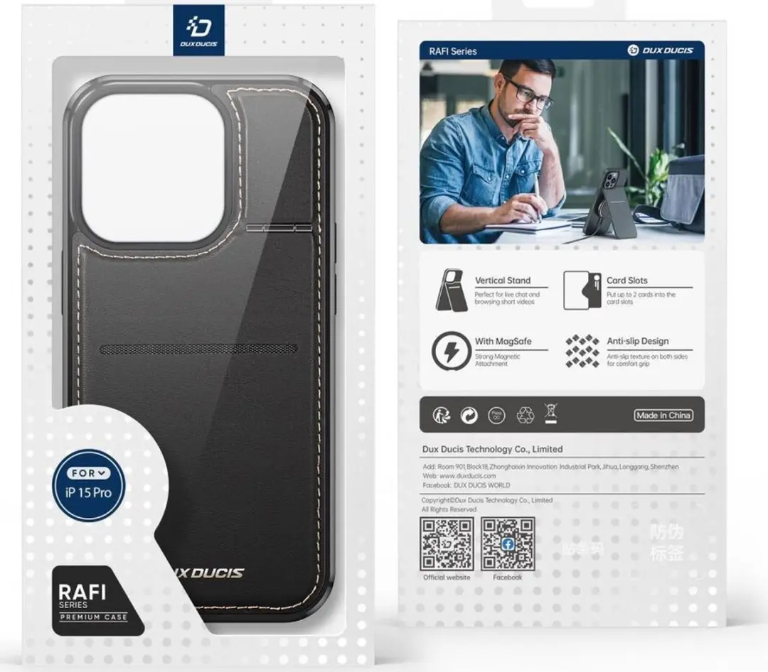 Dux Ducis Rafi Series BACK-RAFI-15P Telefoonhoesje - iPhone 15 Pro - Zwart