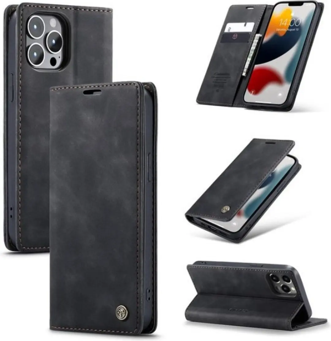 Caseme Bookcase iPhone 13 Pro Max Hoesje - 2 Pasjes - Zwart