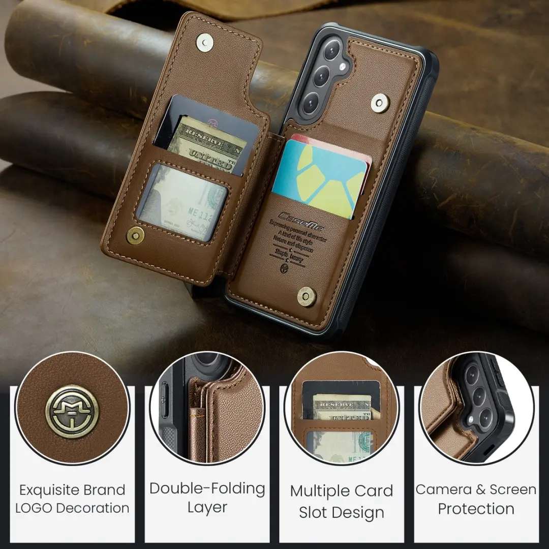 Caseme C22 Hoesje Samsung Galaxy S26 - Bruin - 5 Pasjes