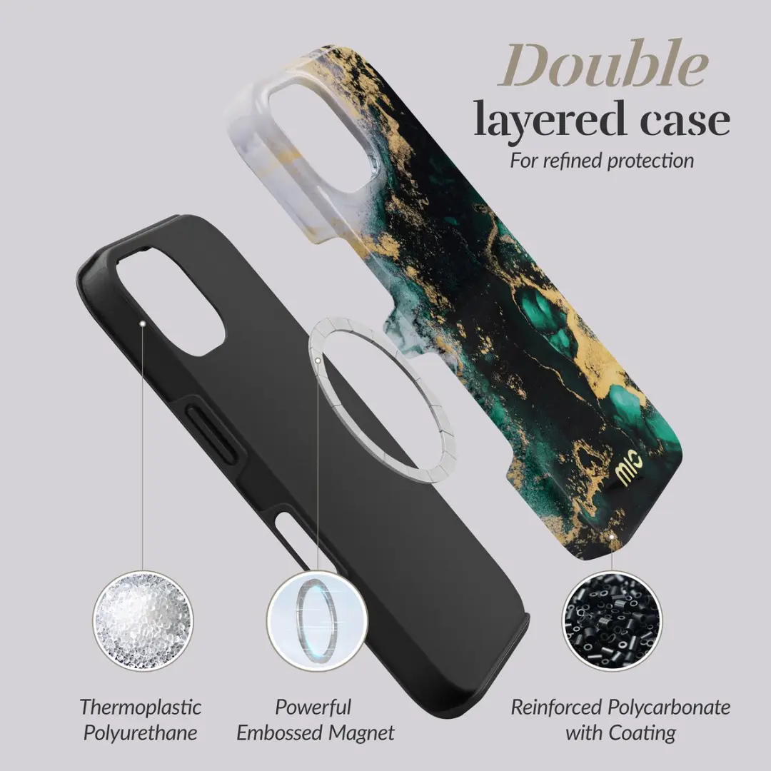 Mobilize MIO iPhone 16 Hoesje - Green Marble - MagSafe