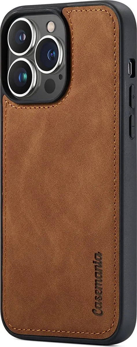 Caseme iPhone 14 Pro Hoesje - Effen Cognac - 4 Pasjes