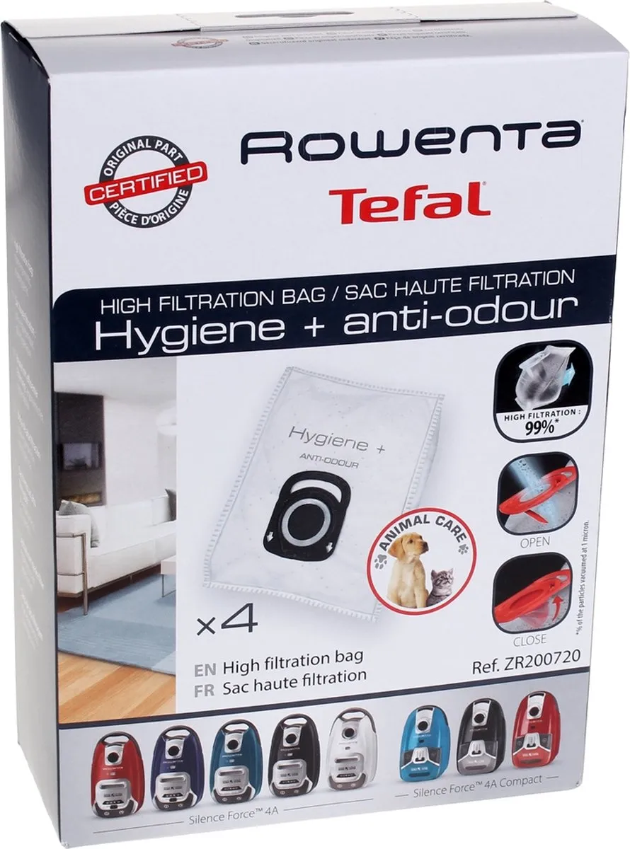 Rowenta Hygiene Plus ZR200720 Stofzuigerzakken - 4 Stuks