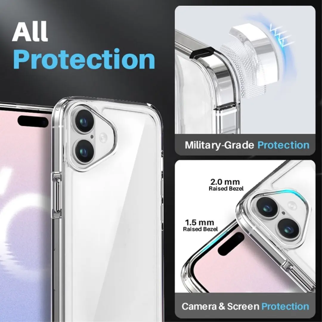 NORTHJO iPhone 16 Plus 3-in-1 Hoesje - Transparant