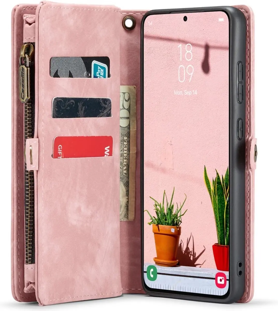 Caseme 008 Hoesje Samsung Galaxy S24 - Roze - 8 Pasjes