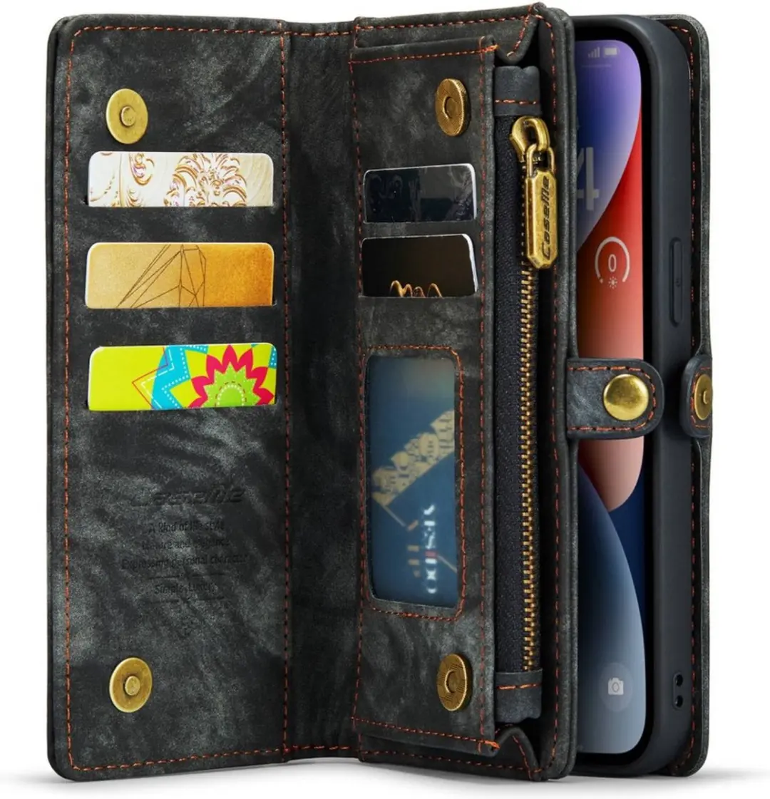 Caseme 008 iPhone 14 Hoesje - 2-in-1 Book Case & Portemonnee - 8 Pasjes - Zwart - afbeelding 6 van 6