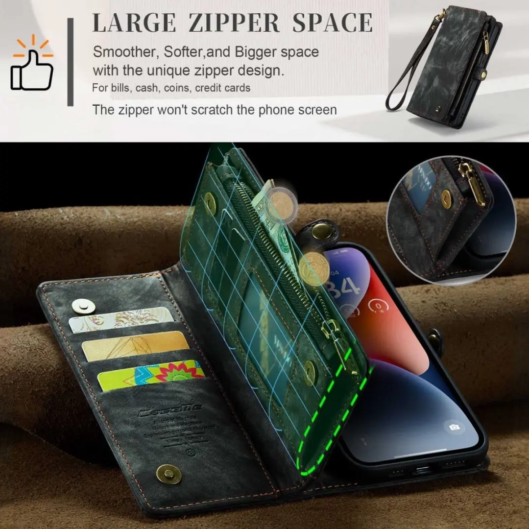 Caseme 008 iPhone 14 Hoesje - 2-in-1 Book Case & Portemonnee - 8 Pasjes - Zwart