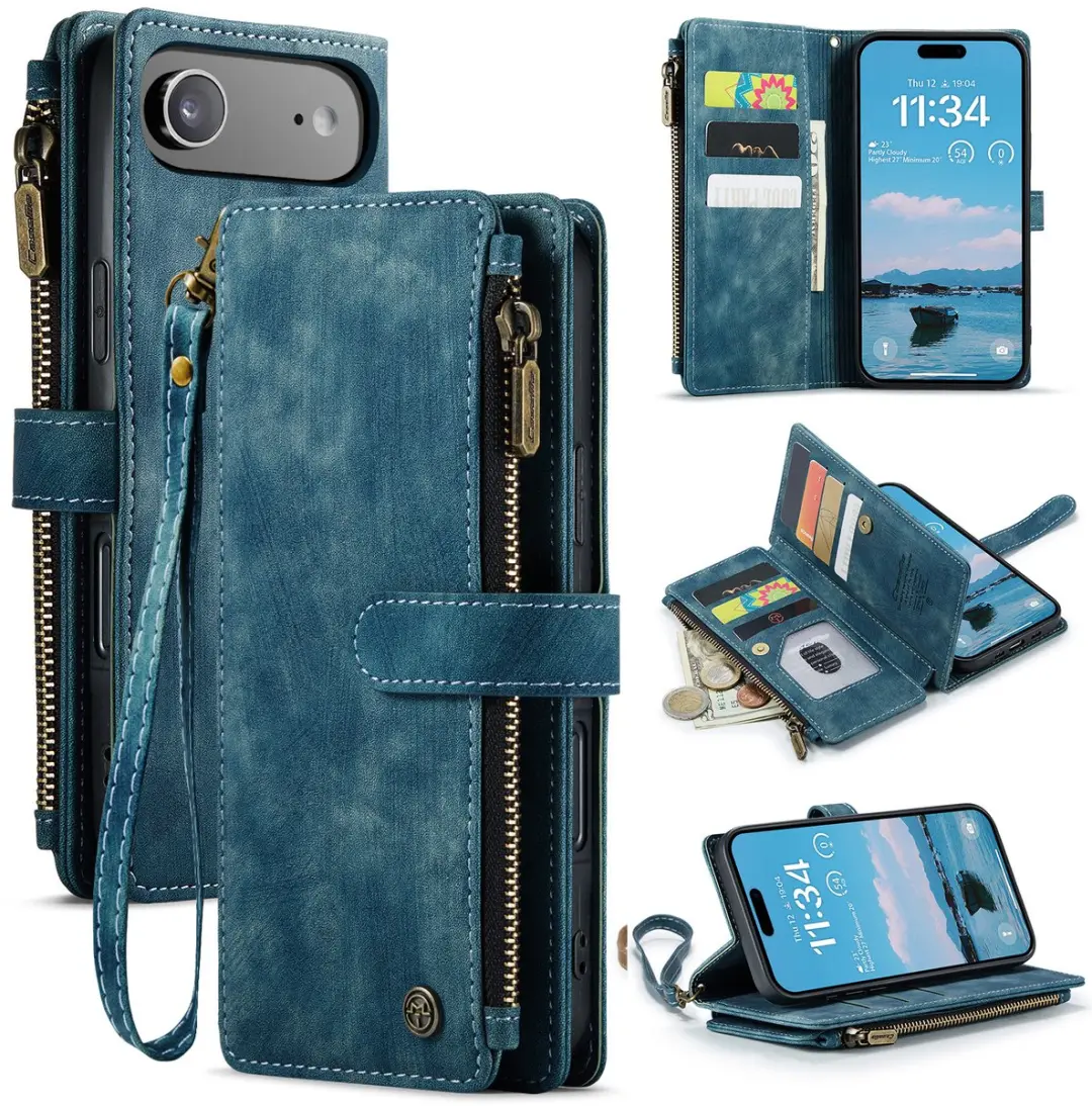 Caseme iPhone 17 Air PU Hoesje Blauw