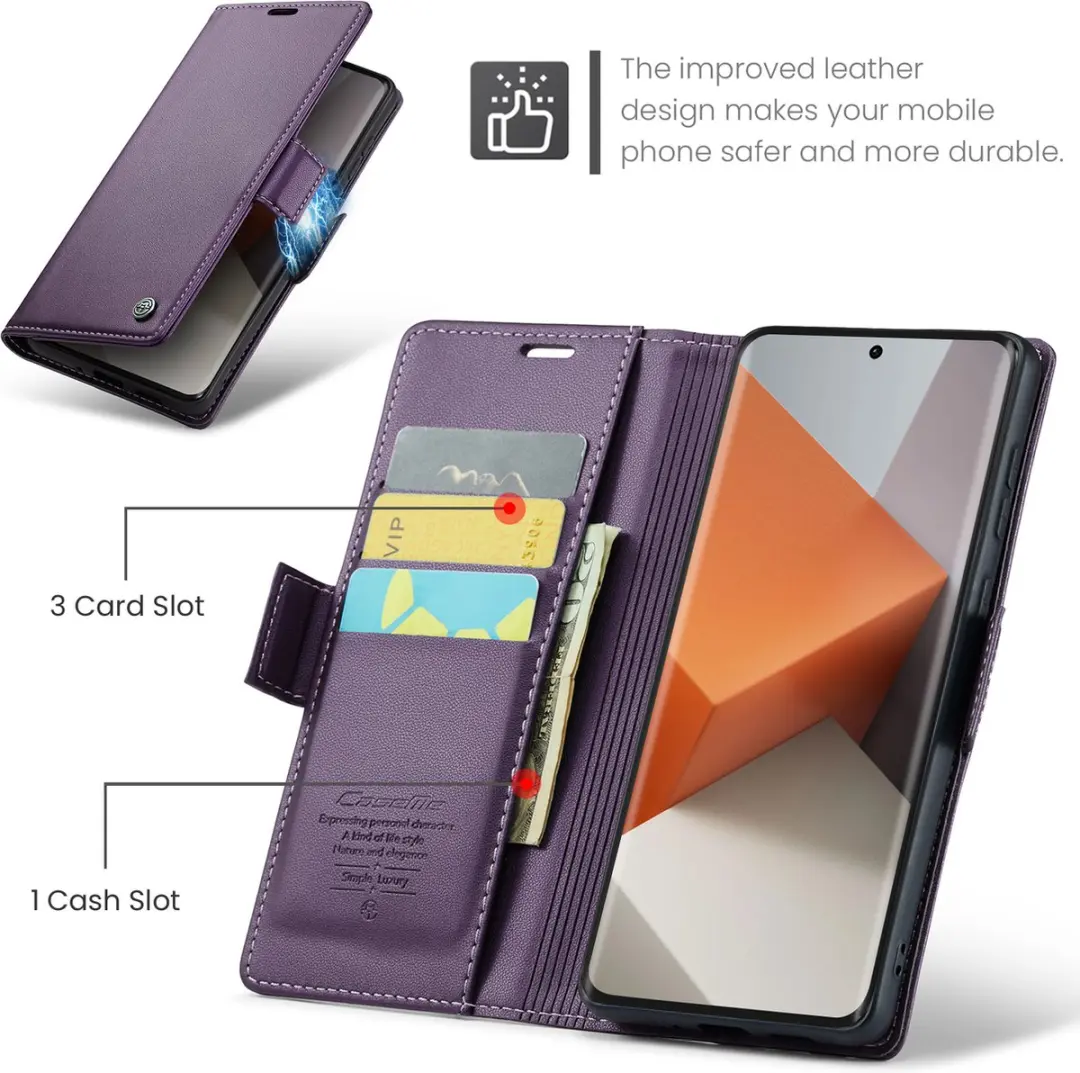 Caseme Wallet Case voor Xiaomi Redmi Note 13 Pro+ - Paars
