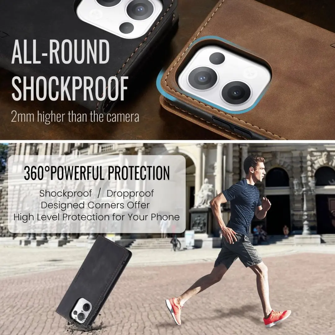 Caseme Retro Texture Book Wallet Hoesje - Oppo Reno13 - 2 Pasjes - Zwart