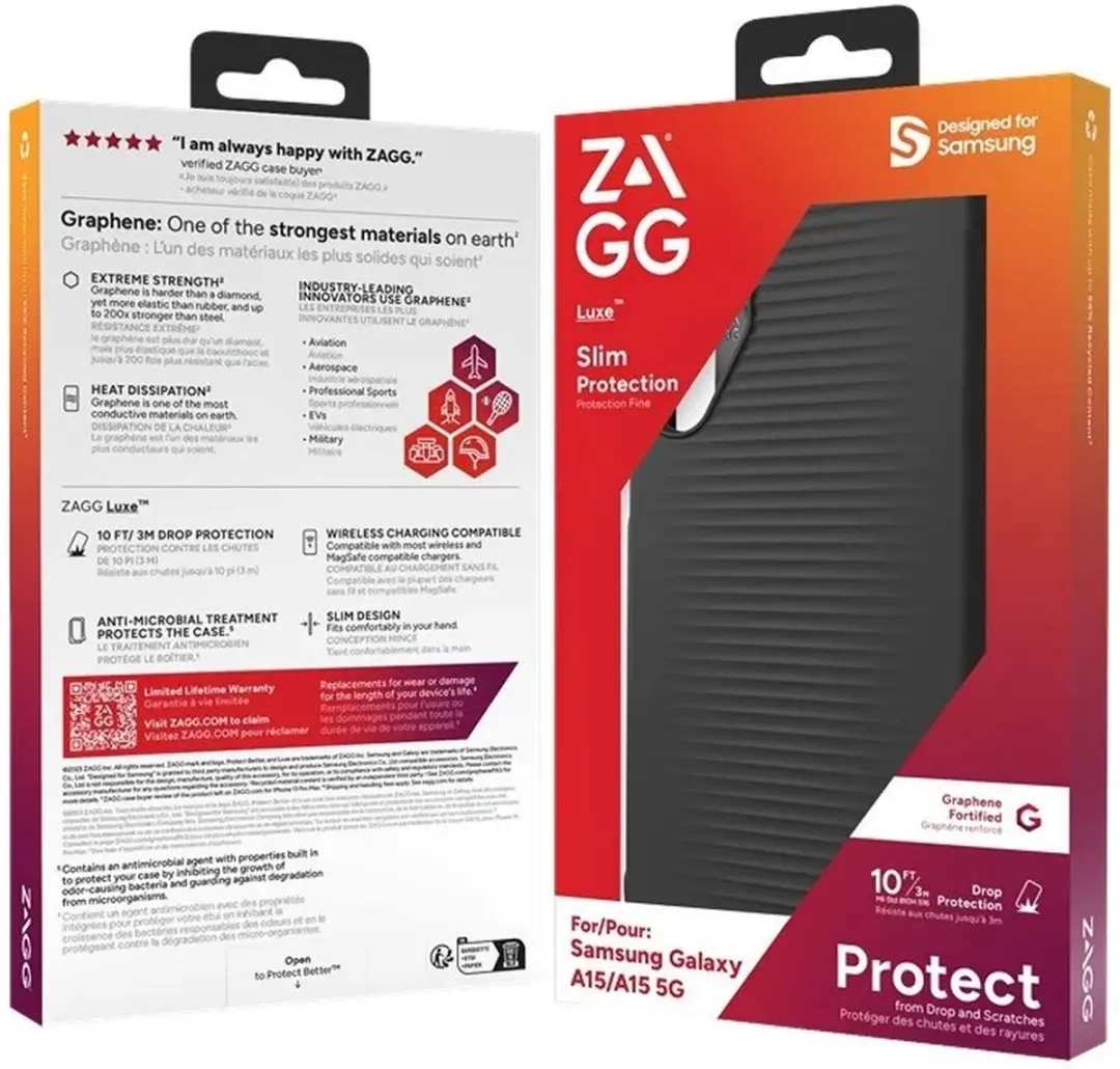 ZAGG Luxe Samsung Galaxy A15 Hoesje - 3M Valbescherming Zwart